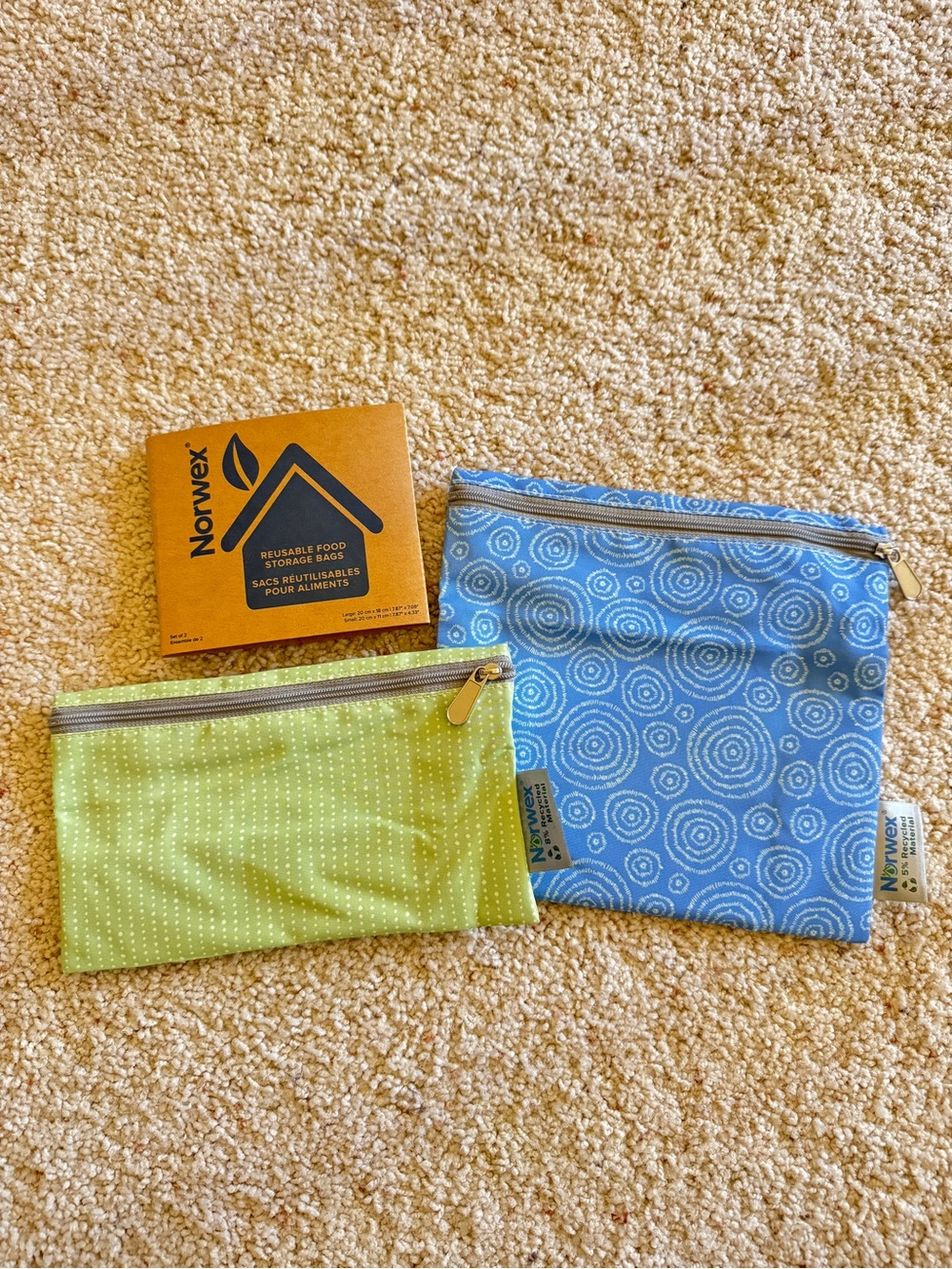 Norwex Reusable Food Storage Bags Set of 2